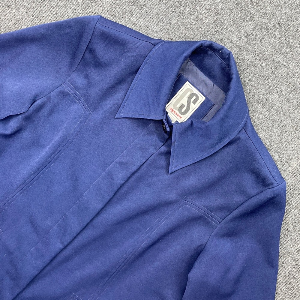 CS Signature Navy Blue Belted Safari Jacket Medium Vintage 70s Style Workwear